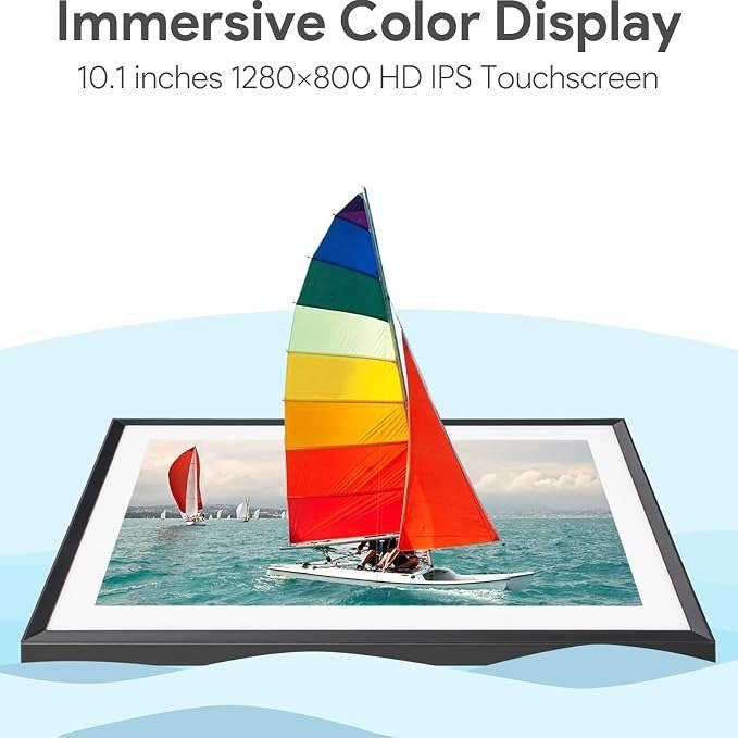 Euphro 10.1'' Digital Picture Frame with 32GB Storage, Digital Photo Frame with 1280x800 IPS Touch Screen, Share Photos/Videos and Send Best Wishes via Free App