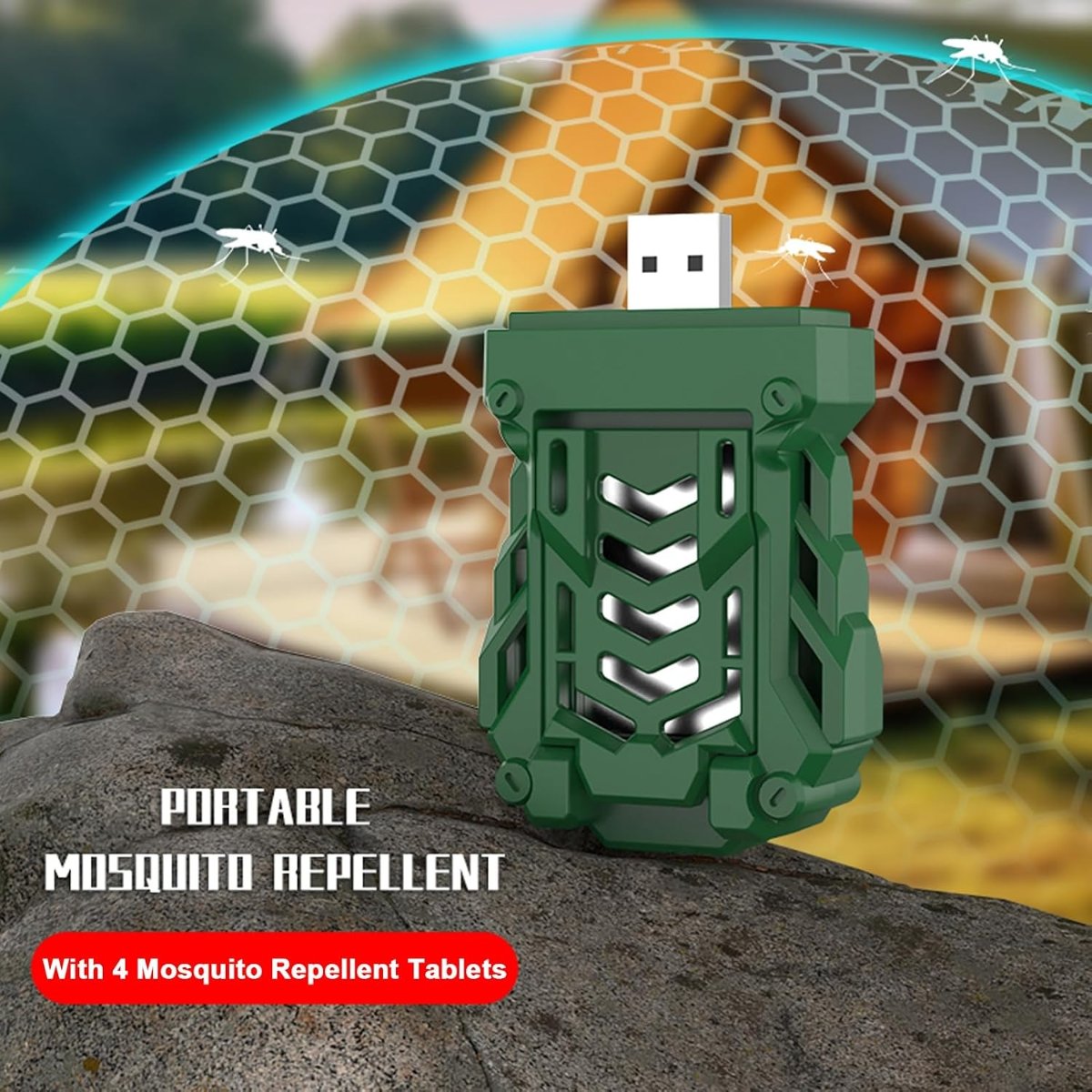 Portable USB Plug-in Mosquito Repeller with Heating Technology, 4 Repellent Tablets for Indoor Outdoor Camping Hiking Fishing Travel