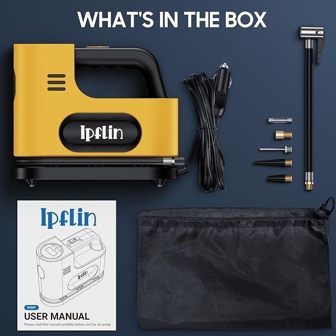 Tyre Inflator Air Compressor-12V DC,Digital Car Tyre Pump 150 PSI, Preset Tyre Pressure & Auto Shutoff,Digital Air Pump for Car Tyres Bicycles Other Inflatables,Yellow
