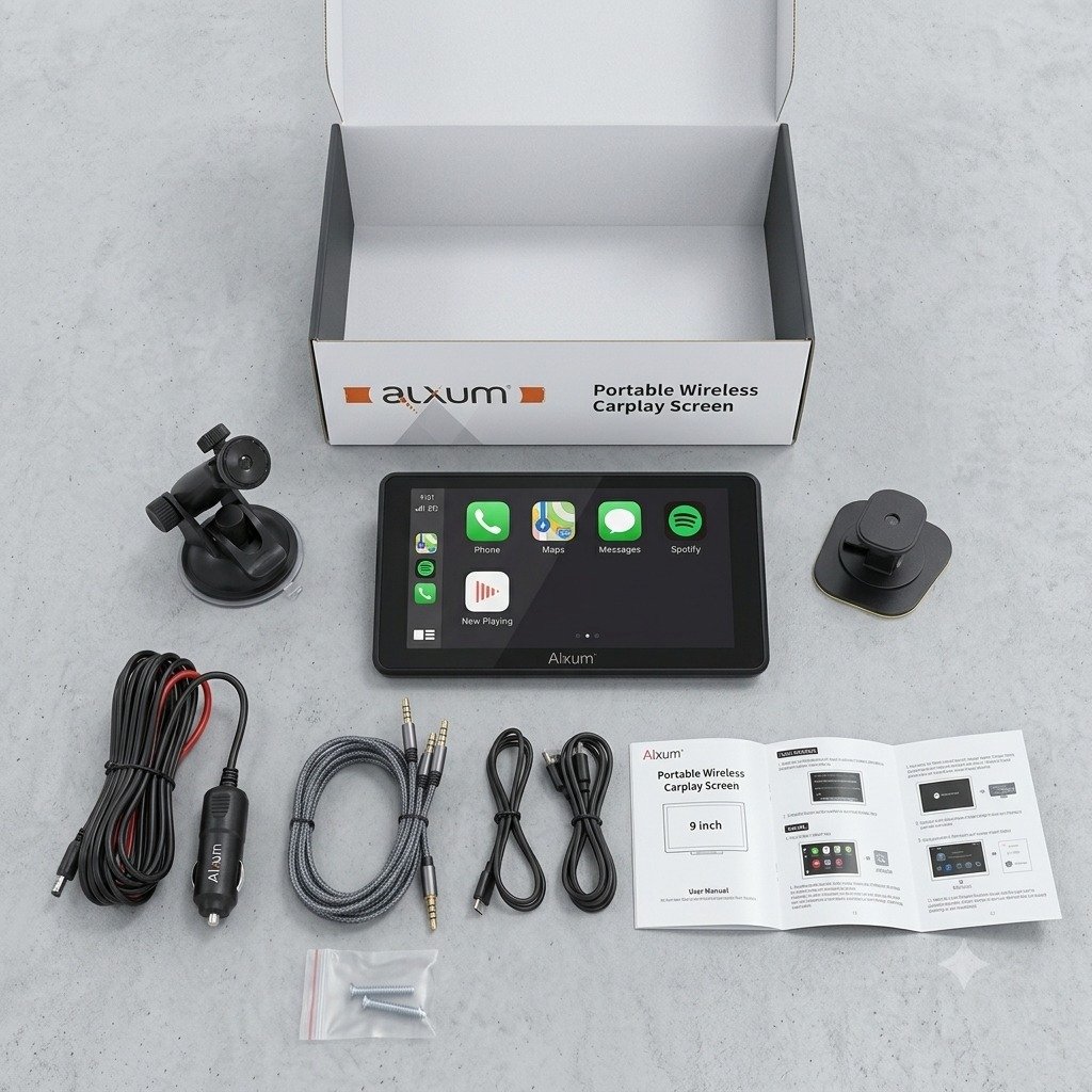 Alxum Portable Wireless Carplay Screen / Portable Car Stereo.