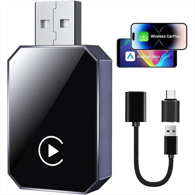 Wireless CarPlay Adapter- Upgraded for iPhone iOS & Android Auto - 5G Bluetooth 5.0, Plug & Play, Auto-Connect