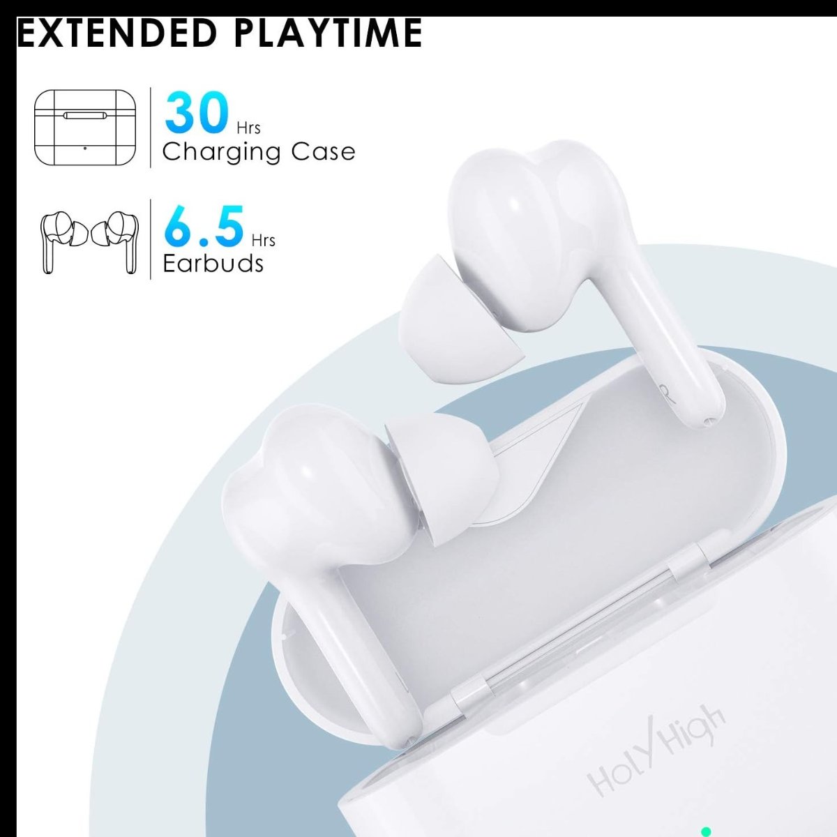 HolyHigh Wireless Headphones, Bluetooth Earphones In Ear 5.0 Sports Headphones, 30H Playtime with Charging Case, Wireless Earbuds with Built-in Mic for Sports Work Outdoor