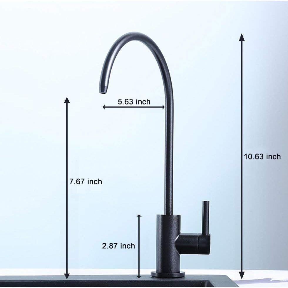 ESOW Kitchen Water Filter Faucet, 100% Lead-Free Drinking Water Faucet Fits Most Reverse Osmosis Units or Water Filtration System in Non-Air Gap, Stainless Steel 304 Body Matte Black Finish